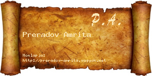 Preradov Amrita névjegykártya